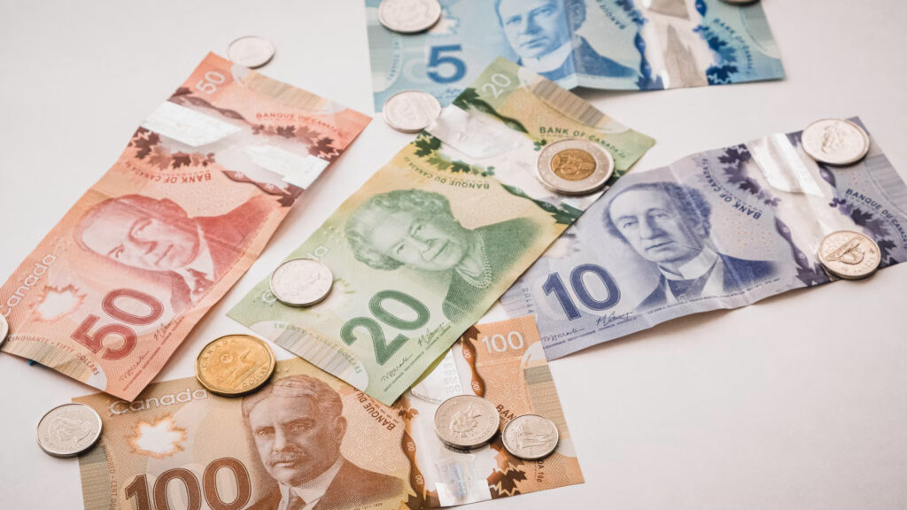 various denominations of Canadian currency